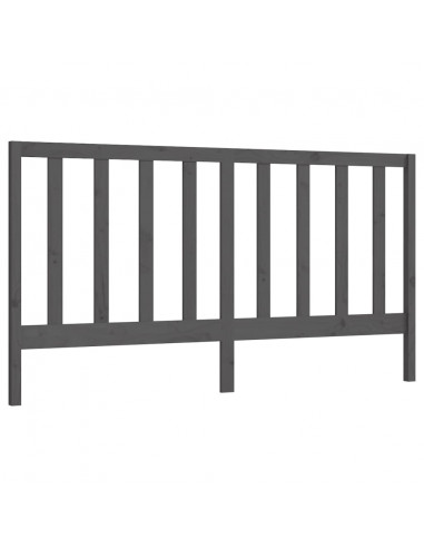 Testiera per Letto Grigia 206x4x100cm in Legno Massello di Pino