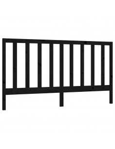 Testiera per Letto Nera 206x4x100 cm in Legno Massello di Pino 2