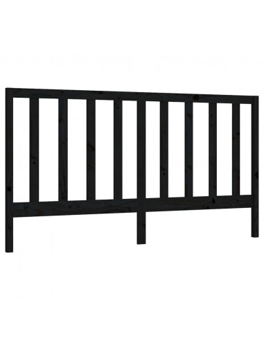 Testiera per Letto Nera 206x4x100 cm in Legno Massello di Pino