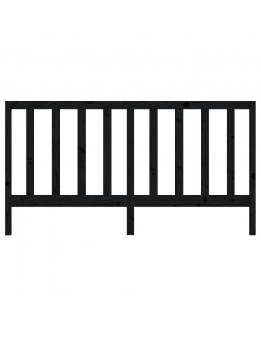 Testiera per Letto Nera 206x4x100 cm in Legno Massello di Pino