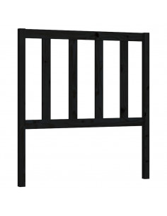 Testiera per Letto Nera 96x4x100 cm in Legno Massello di Pino 2