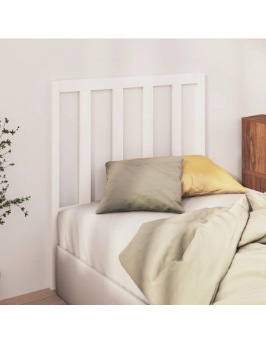 Testiera per Letto Bianca 106x4x100cm in Legno Massello di Pino