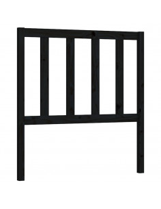 Testiera per Letto Nera 106x4x100 cm in Legno Massello di Pino 2