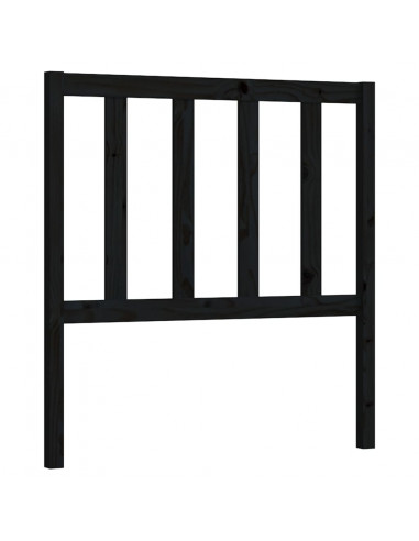Testiera per Letto Nera 106x4x100 cm in Legno Massello di Pino