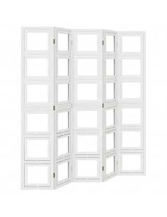 Divisorio Ambienti 5Pannelli Bianco Legno Massello di Paulownia 2