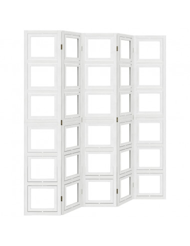 Divisorio Ambienti 5Pannelli Bianco Legno Massello di Paulownia