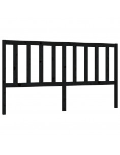 Testiera per Letto Nera 186x4x100 cm in Legno Massello di Pino 2