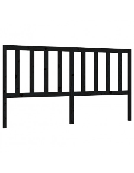 Testiera per Letto Nera 186x4x100 cm in Legno Massello di Pino
