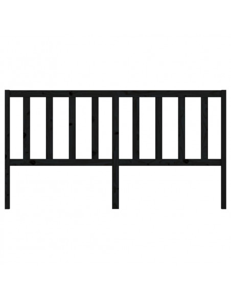 Testiera per Letto Nera 186x4x100 cm in Legno Massello di Pino