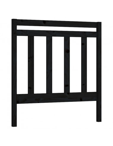 Testiera per Letto Nera 81x4x100 cm in Legno Massello di Pino