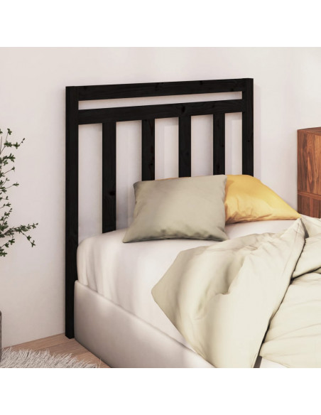 Testiera per Letto Nera 81x4x100 cm in Legno Massello di Pino