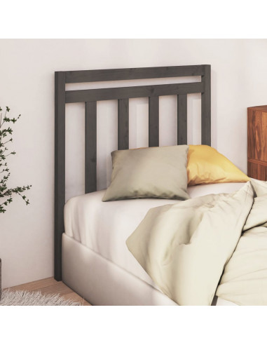 Testiera per Letto Grigia 96x4x100 cm in Legno Massello di Pino