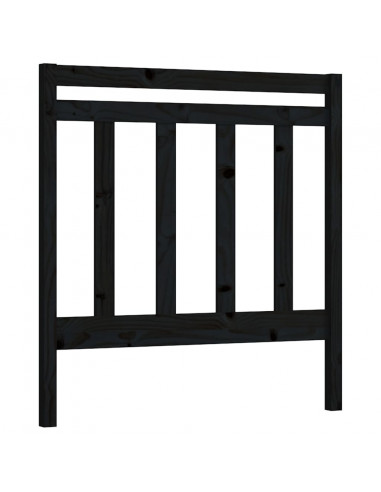 Testiera per Letto Nera 96x4x100 cm in Legno Massello di Pino