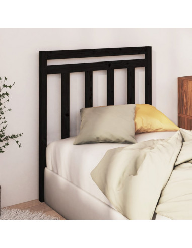 Testiera per Letto Nera 96x4x100 cm in Legno Massello di Pino