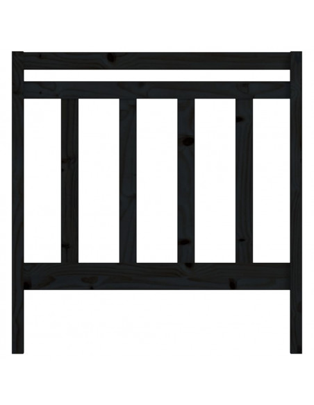Testiera per Letto Nera 96x4x100 cm in Legno Massello di Pino