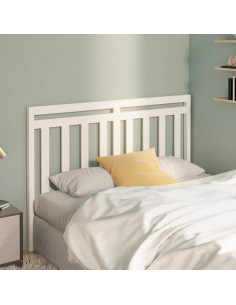 Testiera per Letto Bianca 156x4x100 cm Legno Massello di Pino 2