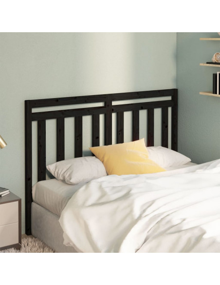Testiera per Letto Nera 166x4x100 cm in Legno Massello di Pino