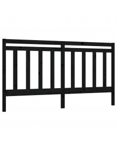 Testiera per Letto Nera 186x4x100 cm in Legno Massello di Pino 2