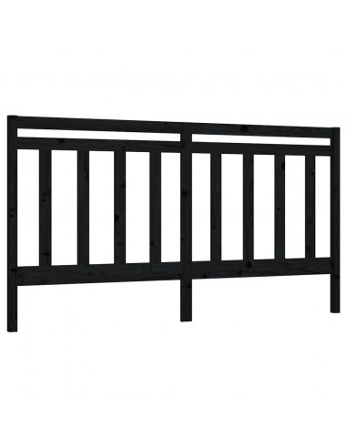 Testiera per Letto Nera 186x4x100 cm in Legno Massello di Pino
