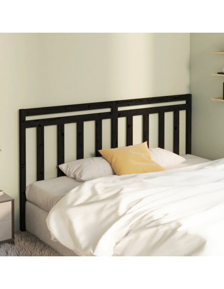 Testiera per Letto Nera 186x4x100 cm in Legno Massello di Pino