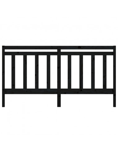 Testiera per Letto Nera 186x4x100 cm in Legno Massello di Pino