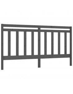 Testiera per Letto Grigia 206x4x100cm in Legno Massello di Pino 2