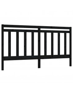 Testiera per Letto Nera 206x4x100 cm in Legno Massello di Pino 2