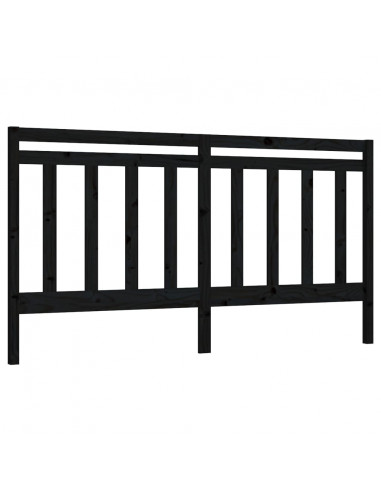 Testiera per Letto Nera 206x4x100 cm in Legno Massello di Pino