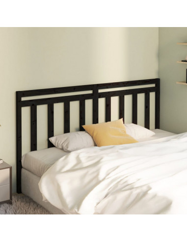Testiera per Letto Nera 206x4x100 cm in Legno Massello di Pino
