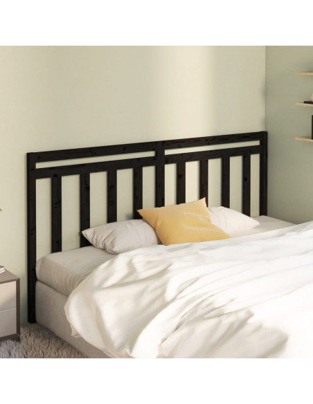 Testiera per Letto Nera 206x4x100 cm in Legno Massello di Pino