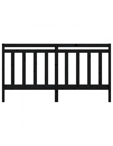 Testiera per Letto Nera 206x4x100 cm in Legno Massello di Pino