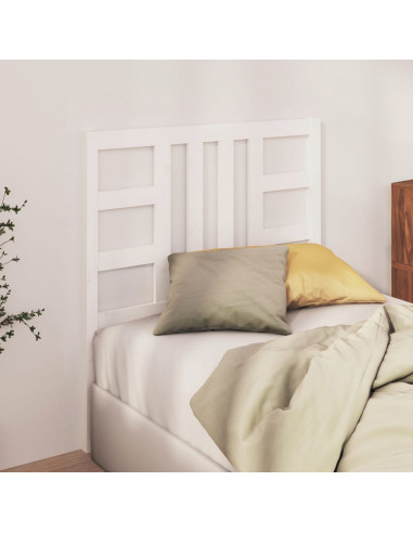 Testiera per Letto Bianca 81x4x100 cm in Legno Massello di Pino