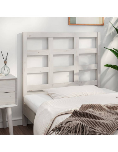 Testiera per Letto Bianca 105,5x4x100 cm Legno Massello di Pino