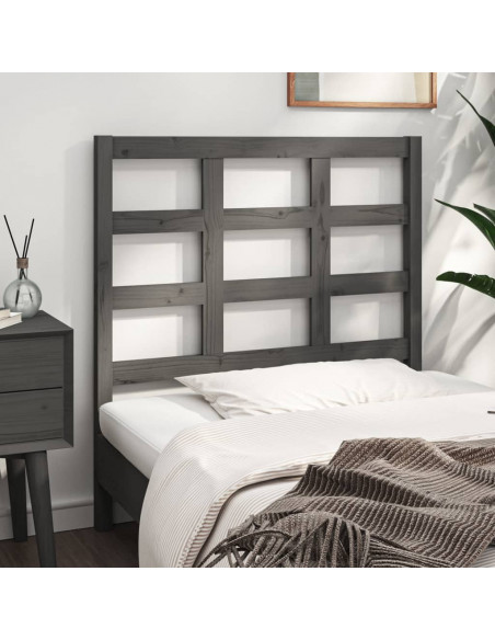 Testiera Letto Grigia 105,5x4x100 cm in Legno Massello di Pino