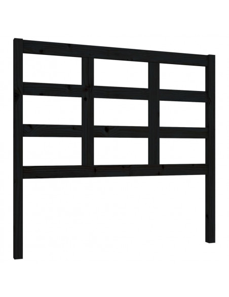 Testiera per Letto Nera 105,5x4x100cm in Legno Massello di Pino
