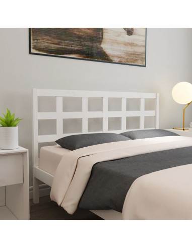 Testiera per Letto Bianca 145,5x4x100 cm Legno Massello di Pino