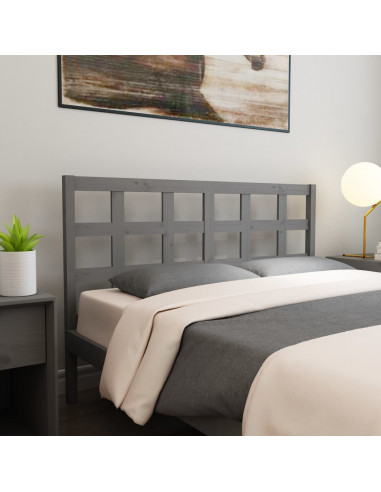 Testiera per Letto Grigia 145,5x4x100 cm Legno Massello di Pino