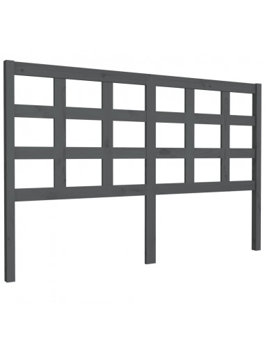 Testiera Letto Grigia 156x4x100 cm in Legno Massello di Pino