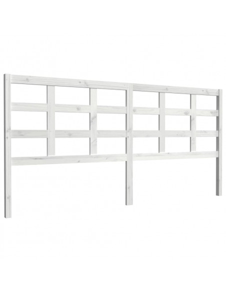 Testiera per Letto Bianca 205,5x4x100 cm Legno Massello di Pino
