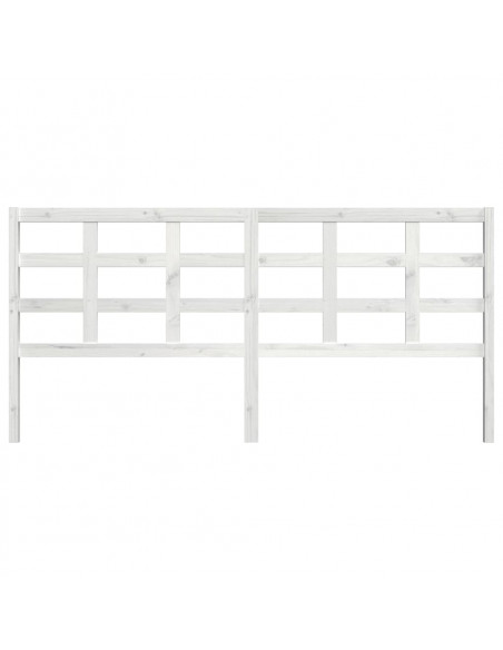 Testiera per Letto Bianca 205,5x4x100 cm Legno Massello di Pino