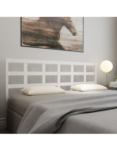 Testiera per Letto Bianca 205,5x4x100 cm Legno Massello di Pino