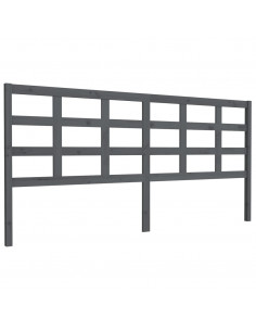 Testiera per Letto Grigia 205,5x4x100 cm Legno Massello di Pino 2