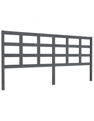 Testiera per Letto Grigia 205,5x4x100 cm Legno Massello di Pino