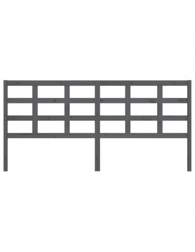 Testiera per Letto Grigia 205,5x4x100 cm Legno Massello di Pino