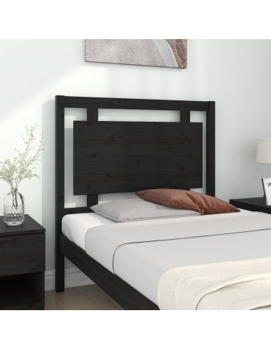 Testiera per Letto Nera 95,5x4x100 cm Legno Massello di Pino