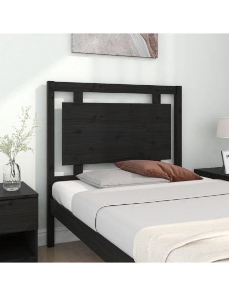 Testiera per Letto Nera 95,5x4x100 cm Legno Massello di Pino
