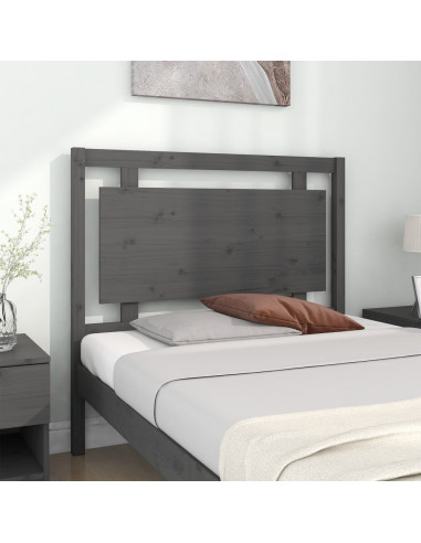 Testiera Letto Grigia 105,5x4x100 cm in Legno Massello di Pino