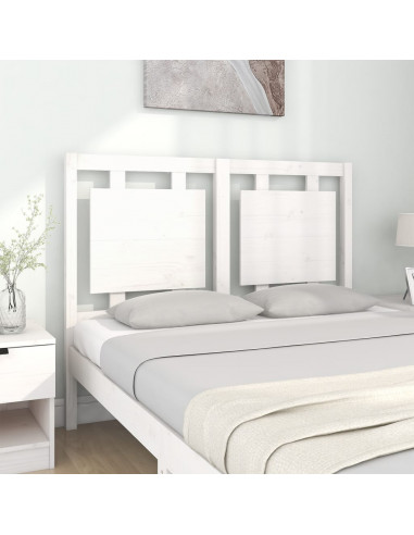Testiera per Letto Bianca 125,5x4x100 cm Legno Massello di Pino