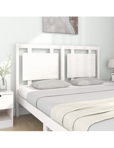 Testiera per Letto Bianca 145,5x4x100 cm Legno Massello di Pino