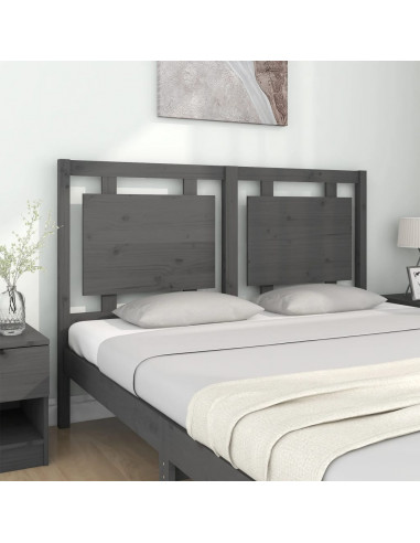 Testiera per Letto Grigia 145,5x4x100 cm Legno Massello di Pino